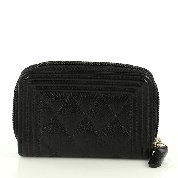 BNIB NEW! Authentic CHANEL Caviar Black Quilted Boy Zip Around Coin ZIPPY WALLET - Picture 8 of 12